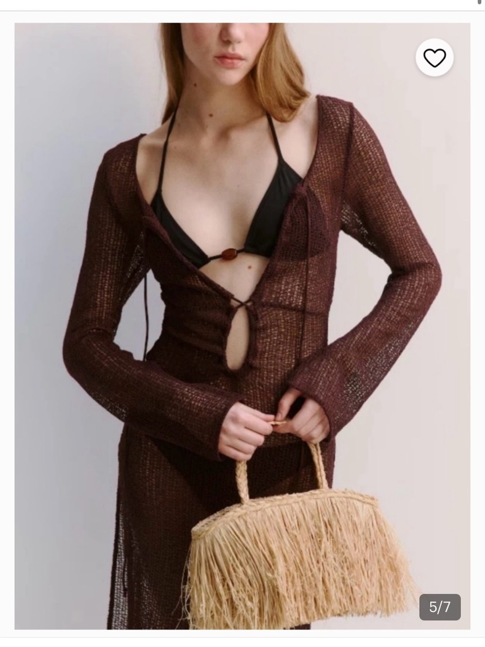 H&M Raffia Fringe Tote Bag - Natural Tan